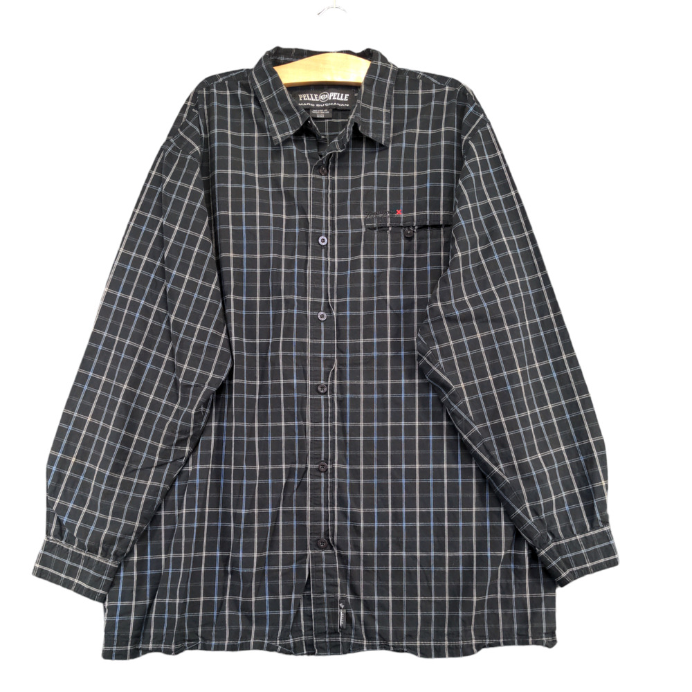Pelle Pelle Marc Buchanan Men's Button-Up Shirt Black Check Large Long Sleeve